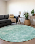 LOOMLAN Rugs Stratora Teal Washable Indoor-Outdoor Rug