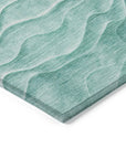 LOOMLAN Rugs Stratora Teal Washable Indoor-Outdoor Rug
