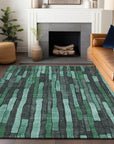 LOOMLAN Rugs Sundal Green Washable Indoor-Outdoor Rug