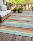 LOOMLAN Rugs Sylira Blue Washable Indoor-Outdoor Rug