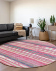 LOOMLAN Rugs Sylira Pink Washable Indoor-Outdoor Rug