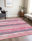 LOOMLAN Rugs Sylira Pink Washable Indoor-Outdoor Rug