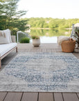 LOOMLAN Rugs Sylvia Blue Washable Indoor-Outdoor Rug