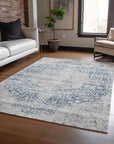 LOOMLAN Rugs Sylvia Blue Washable Indoor-Outdoor Rug