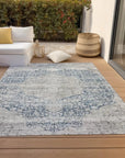 LOOMLAN Rugs Sylvia Blue Washable Indoor-Outdoor Rug