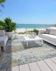 LOOMLAN Rugs Talia Blue Washable Indoor-Outdoor Rug