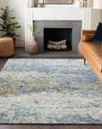 LOOMLAN Rugs Talia Blue Washable Indoor-Outdoor Rug