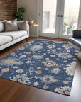 LOOMLAN Rugs Talitha Blue Washable Indoor-Outdoor Rug