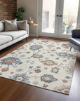 LOOMLAN Rugs Talitha Ivory Washable Indoor-Outdoor Rug