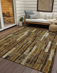 Tamaru Brown Washable Indoor - Outdoor Rug - LOOMLAN - LOOMLAN Rugs - Outdoor Rugs
