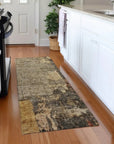 LOOMLAN Rugs Tektar Brown Washable Indoor-Outdoor Rug