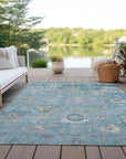 LOOMLAN Rugs Thessia Teal Washable Indoor-Outdoor Rug