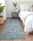 LOOMLAN Rugs Thessia Teal Washable Indoor-Outdoor Rug
