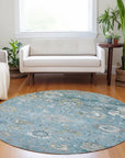 LOOMLAN Rugs Thessia Teal Washable Indoor-Outdoor Rug