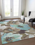 LOOMLAN Rugs Threadiva Brown Washable Indoor-Outdoor Rug