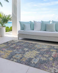 LOOMLAN Rugs Tirana Blue Washable Indoor-Outdoor Rug