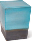 Seasonal Living Two Glaze Square Cube Set of Two - Blue Outdoor Stools