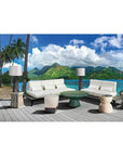 Seasonal Living Two Glaze Square Cube Set of Two - Blue Outdoor Stools