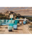 Seasonal Living Two Glaze Square Cube Set of Two - Blue Outdoor Stools