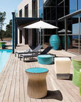 Seasonal Living Two Glaze Square Cube Set of Two - Blue Outdoor Stools