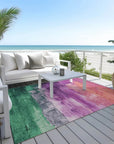 LOOMLAN Rugs Umberelle Purple Washable Indoor-Outdoor Rug