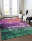LOOMLAN Rugs Umberelle Purple Washable Indoor-Outdoor Rug