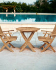 Valencia 3PC Outdoor Bistro Set Folding Table Chairs - LOOMLAN - HiTeak - Outdoor Bistro Sets