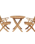 Valencia 3PC Outdoor Bistro Set Folding Table Chairs - LOOMLAN - HiTeak - Outdoor Bistro Sets
