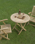 Valencia Teak Oudoor Round Bistro Set 3PC - LOOMLAN - HiTeak - Outdoor Bistro Sets