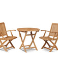 Valencia Teak Oudoor Round Bistro Set 3PC - LOOMLAN - HiTeak - Outdoor Bistro Sets