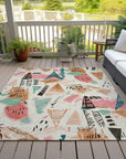 LOOMLAN Rugs Veldorah Ivory Washable Indoor-Outdoor Rug