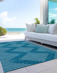 LOOMLAN Rugs Velina Teal Washable Indoor-Outdoor Rug
