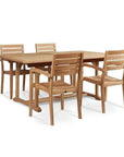 HiTeak Venice 5PC Outdoor Extendable Table Stacking Chairs