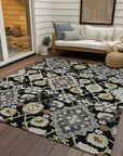 LOOMLAN Rugs Vespera Black Washable Indoor-Outdoor Rug