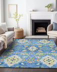 LOOMLAN Rugs Vespera Blue Washable Indoor-Outdoor Rug