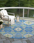 LOOMLAN Rugs Vespera Blue Washable Indoor-Outdoor Rug
