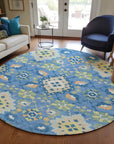 LOOMLAN Rugs Vespera Blue Washable Indoor-Outdoor Rug