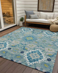LOOMLAN Rugs Vespera Teal Washable Indoor-Outdoor Rug