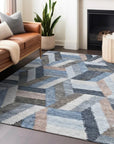 LOOMLAN Rugs Viella Blue Washable Indoor-Outdoor Rug