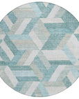 LOOMLAN Rugs Viella Teal Washable Indoor-Outdoor Rug