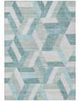 LOOMLAN Rugs Viella Teal Washable Indoor-Outdoor Rug