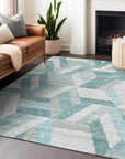 LOOMLAN Rugs Viella Teal Washable Indoor-Outdoor Rug