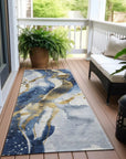 LOOMLAN Rugs Vionetta Blue Washable Indoor-Outdoor Rug