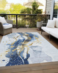 LOOMLAN Rugs Vionetta Blue Washable Indoor-Outdoor Rug