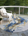 LOOMLAN Rugs Vionetta Blue Washable Indoor-Outdoor Rug