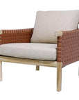 Artesia Wade Wood Framed Leather Patio Chair