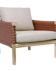 Artesia Wade Wood Framed Leather Patio Chair