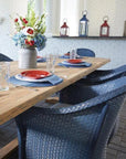 Weekend Retreat 7 PC Teak Table Set Wicker Chairs - LOOMLAN - Lloyd Flanders - Outdoor Dining Sets