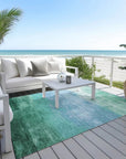 LOOMLAN Rugs Wyrnleaf Teal Washable Indoor-Outdoor Rug