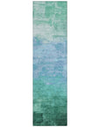 LOOMLAN Rugs Wyrnleaf Teal Washable Indoor-Outdoor Rug
